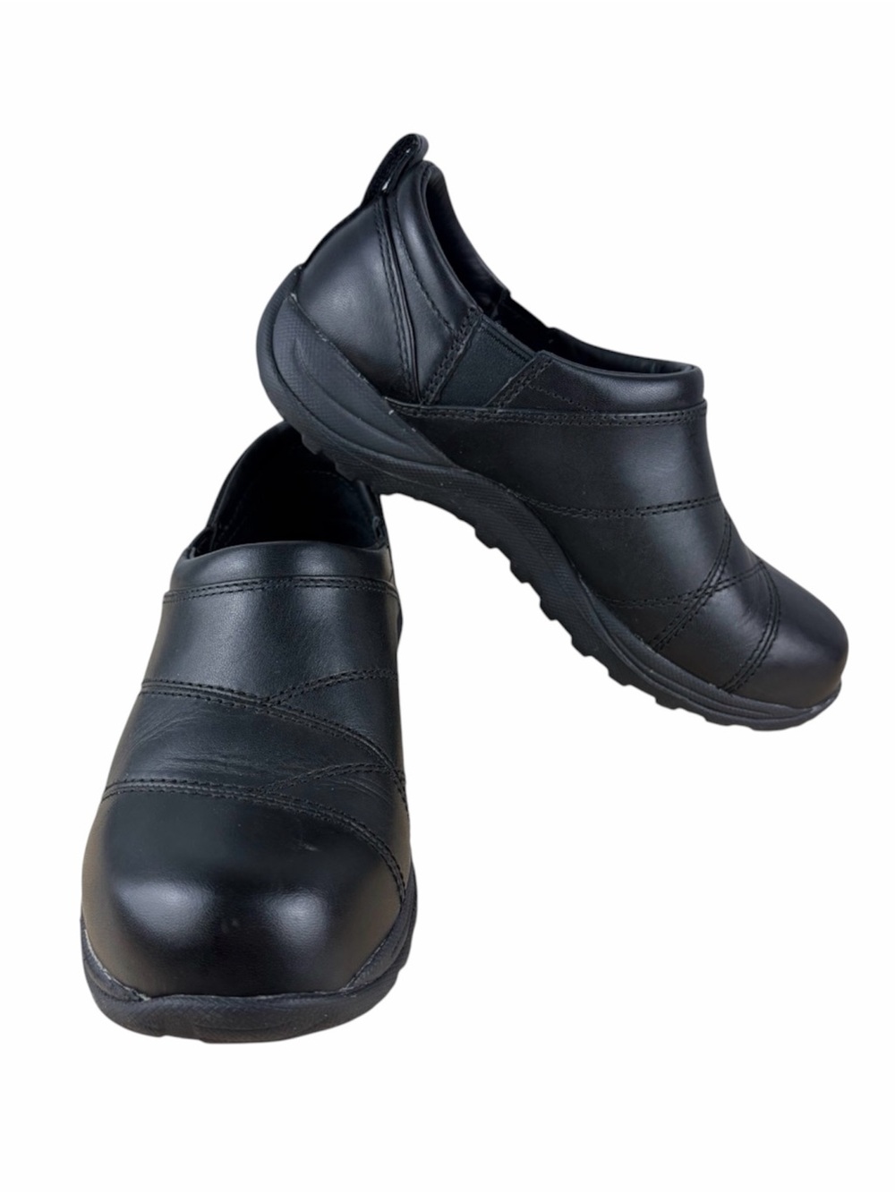 L.L.Bean Black Leather Slip-On Walking Clogs Moc Shoes Women’s 7.5 Wide